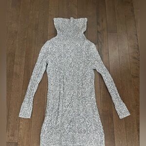 Ann Taylor LOFT Gray Turtleneck Sweater Dress (small petite)